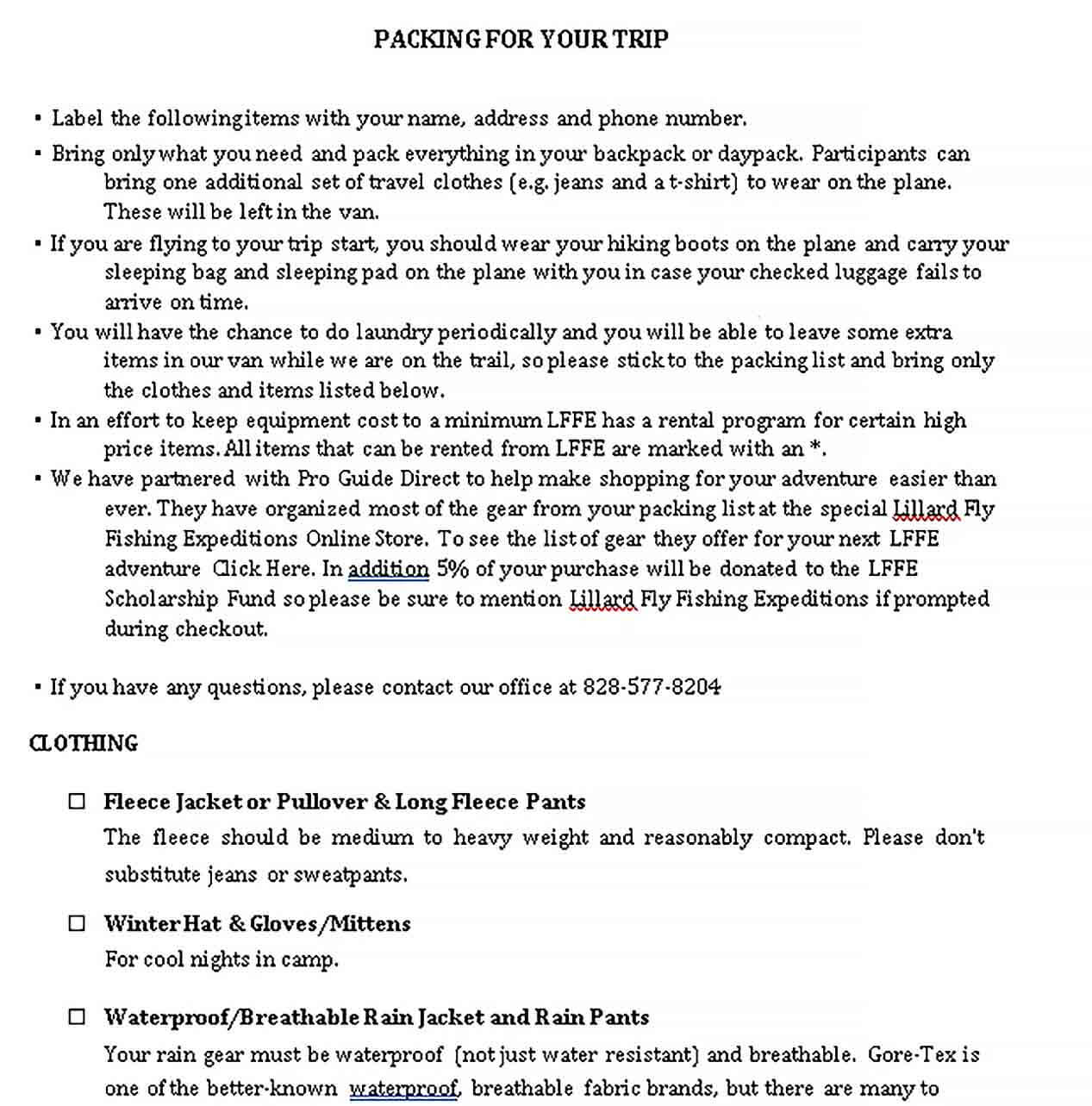 Travel Packing List Templates 2