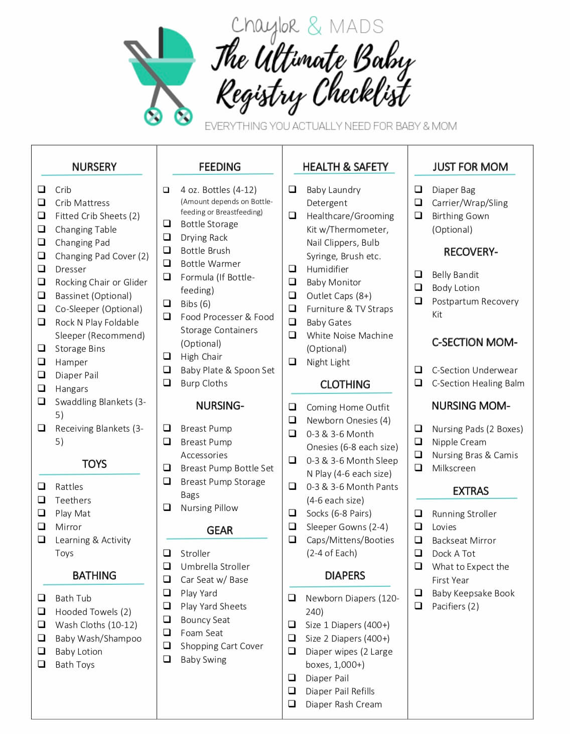 essential baby registry checklist