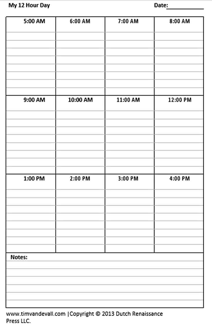 Blank 12 Hour Shift Schedule Template Download