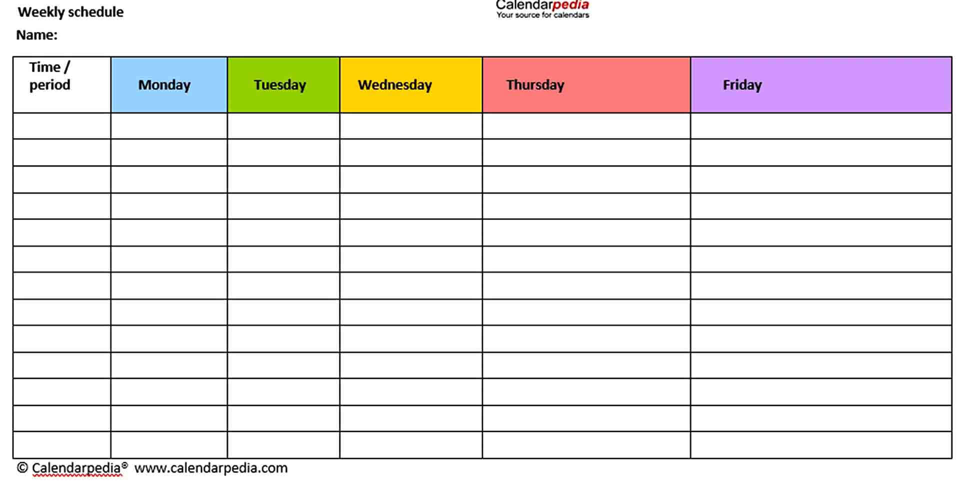 Blank Weekly Workout Schedule