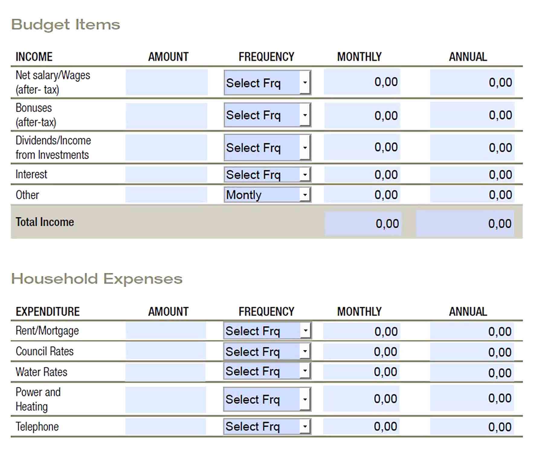 Budget Planner Template Printable