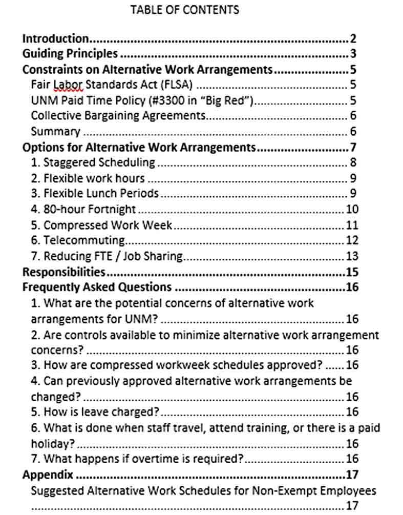 Business Work Schedule in PDF