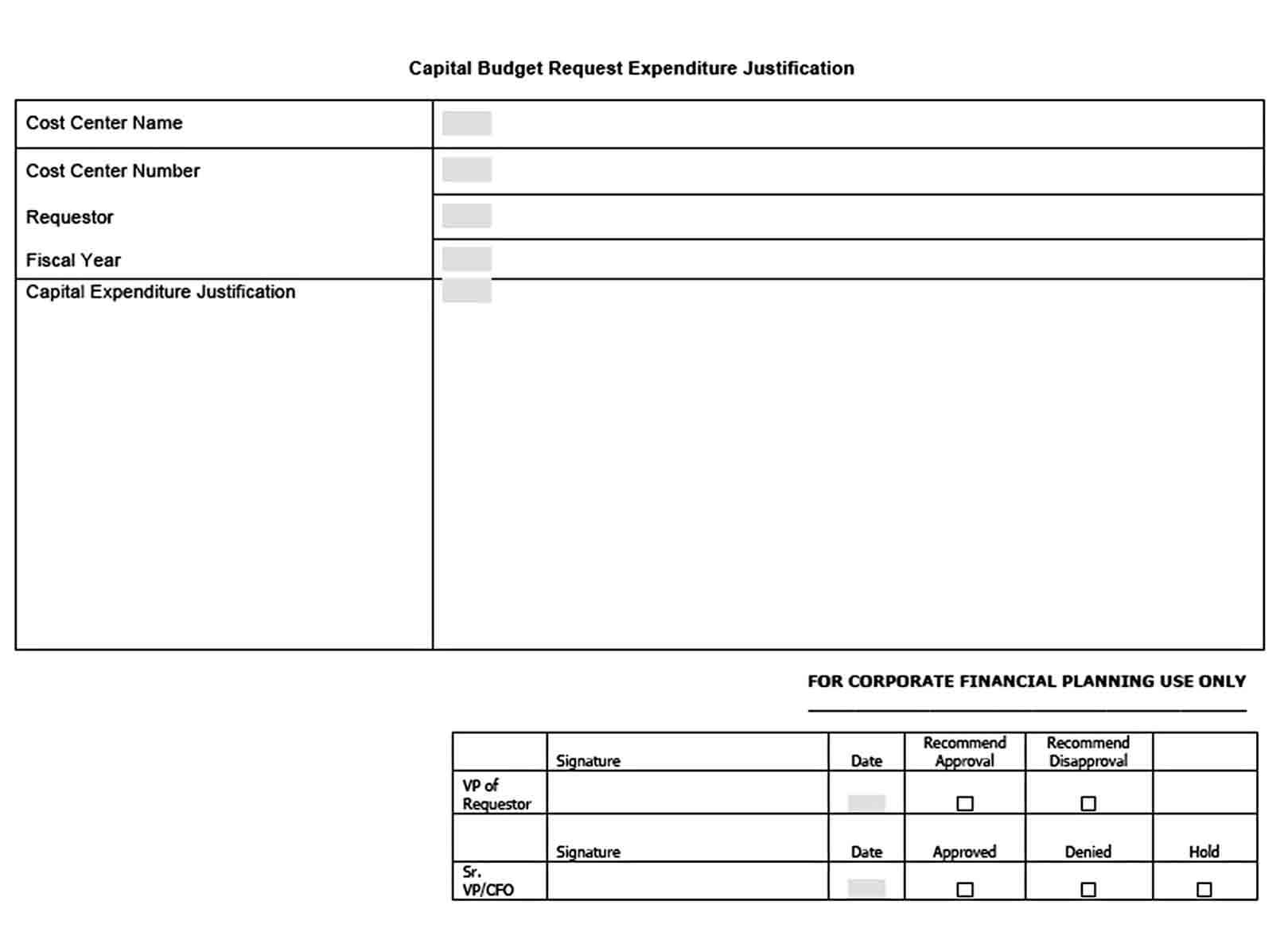 Capital Budget Request Expenditure Template Free Download