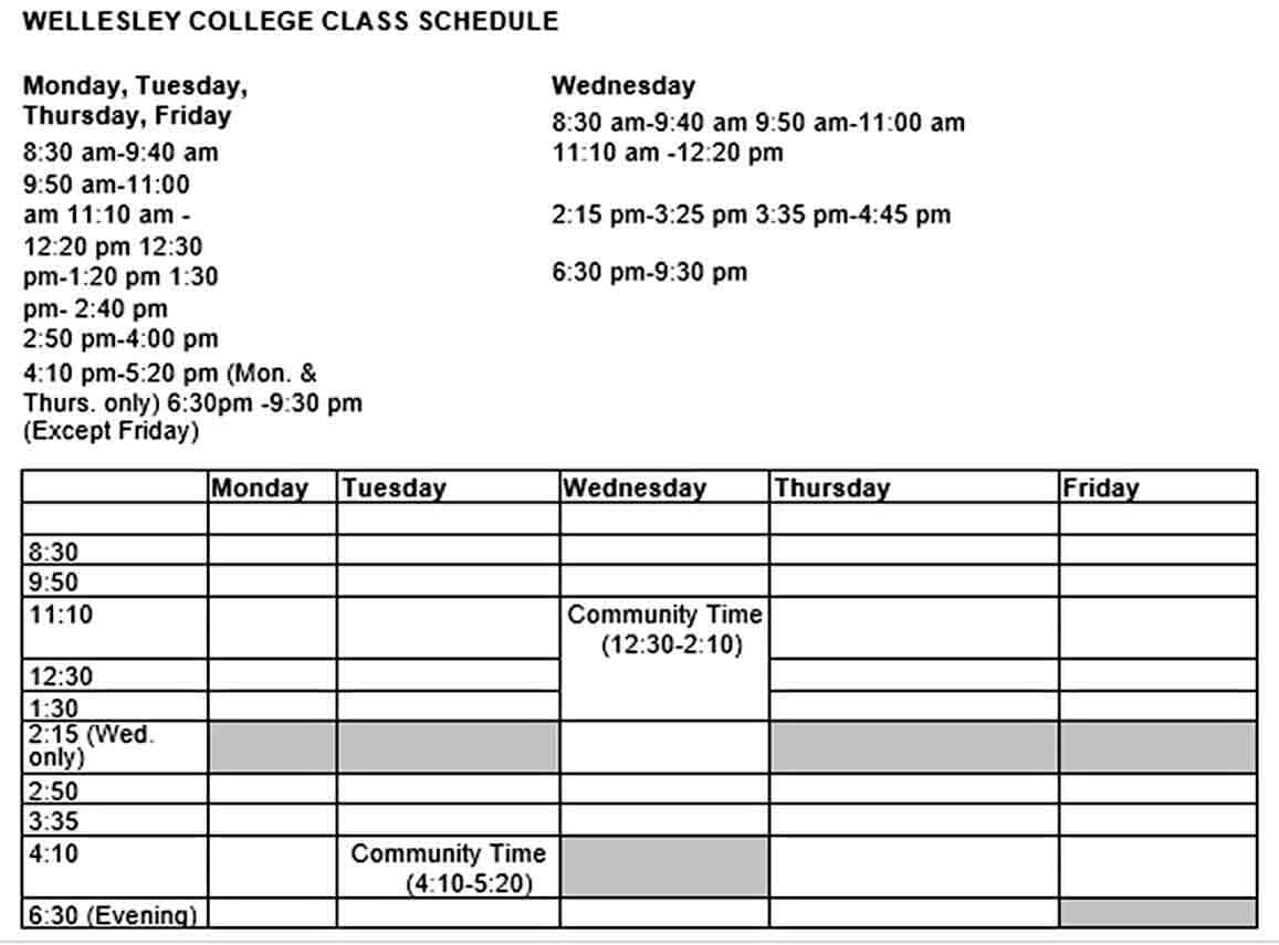 College Class Schedule