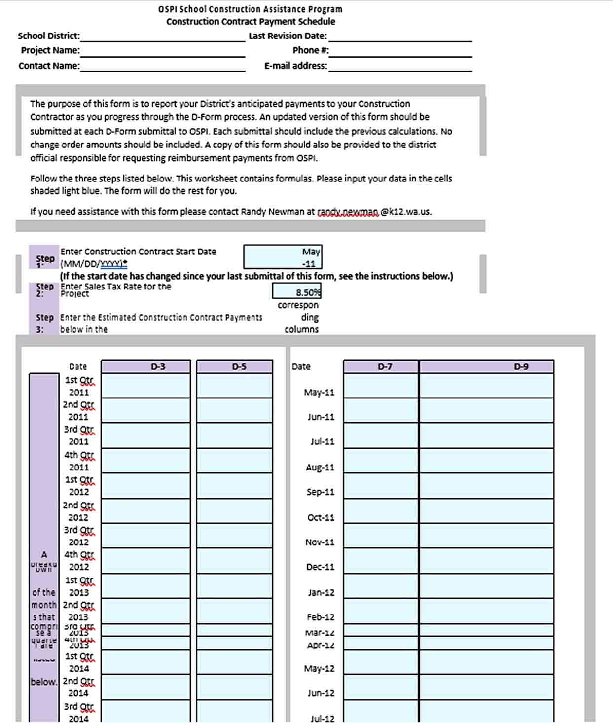 Construction Contract Payment Schedule Template