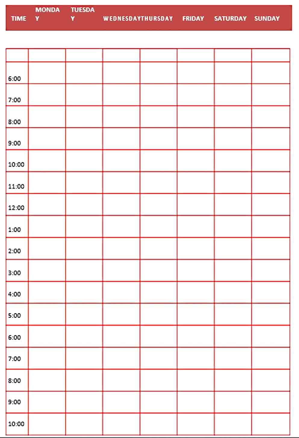Daily Employee Schedule Template Free Download 1