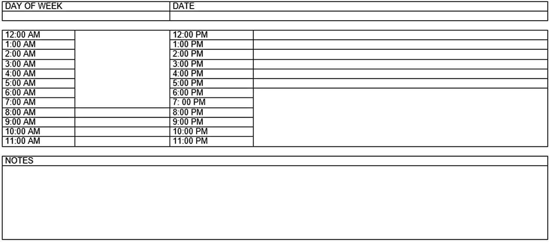 Daily Nurse Schedule Template Free Word Doc