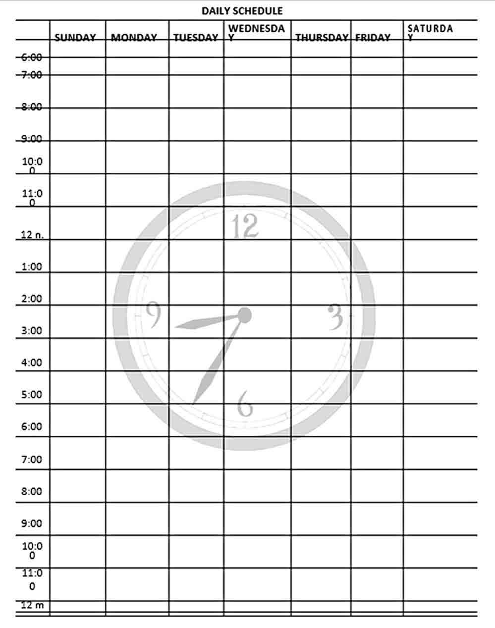 Daily Schedule Template Free PDF Format Download