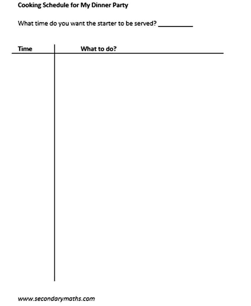 Dinner Party Schedule Template