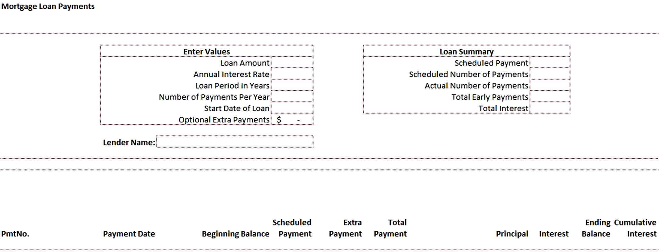 Download Loan Amortization Schedule Template in Excel