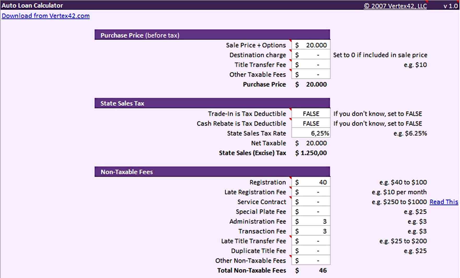 Editable Auto Loan Payoff Calculator Schedule Template