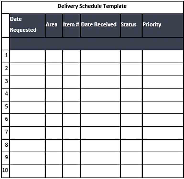 Editable Blank Delivery Schedule Template Word Doc
