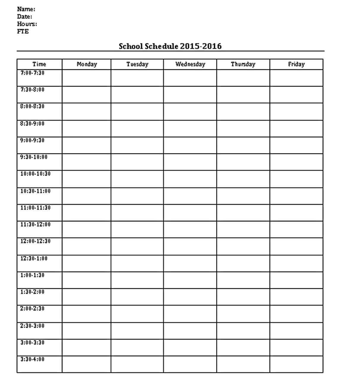 Editable Hig School Teacher Schedule Template Free Download