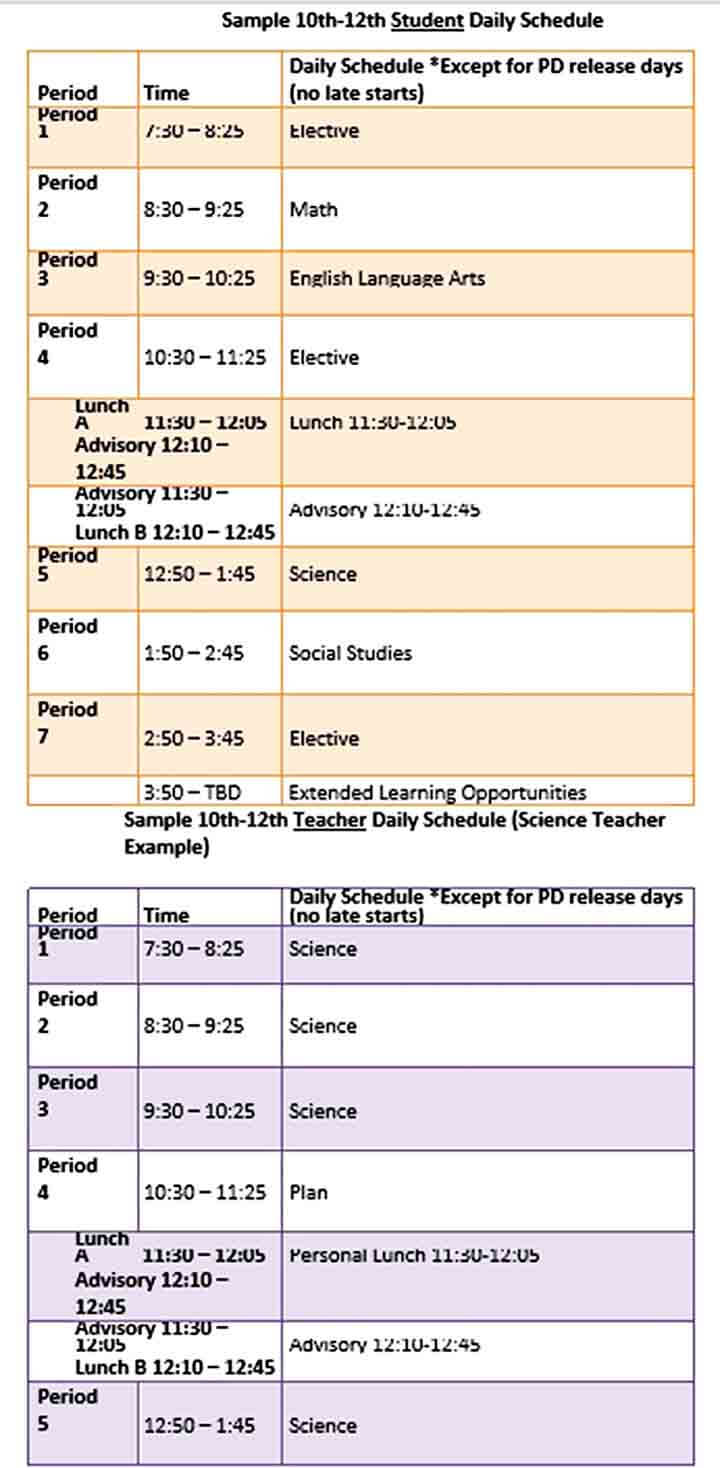 Editable Student Daily Schedule