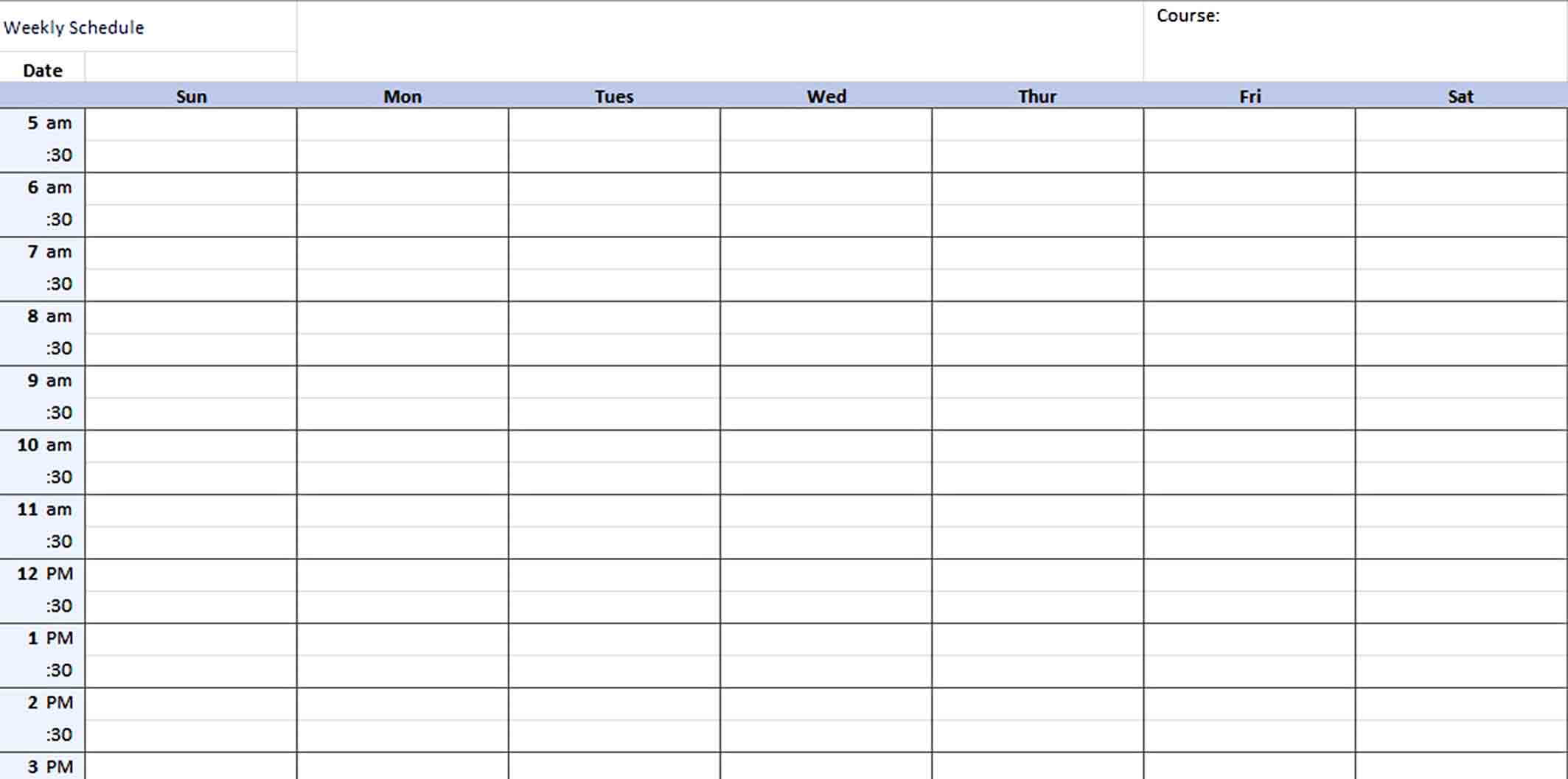 Excel Free Weekly Schedule Template.doc