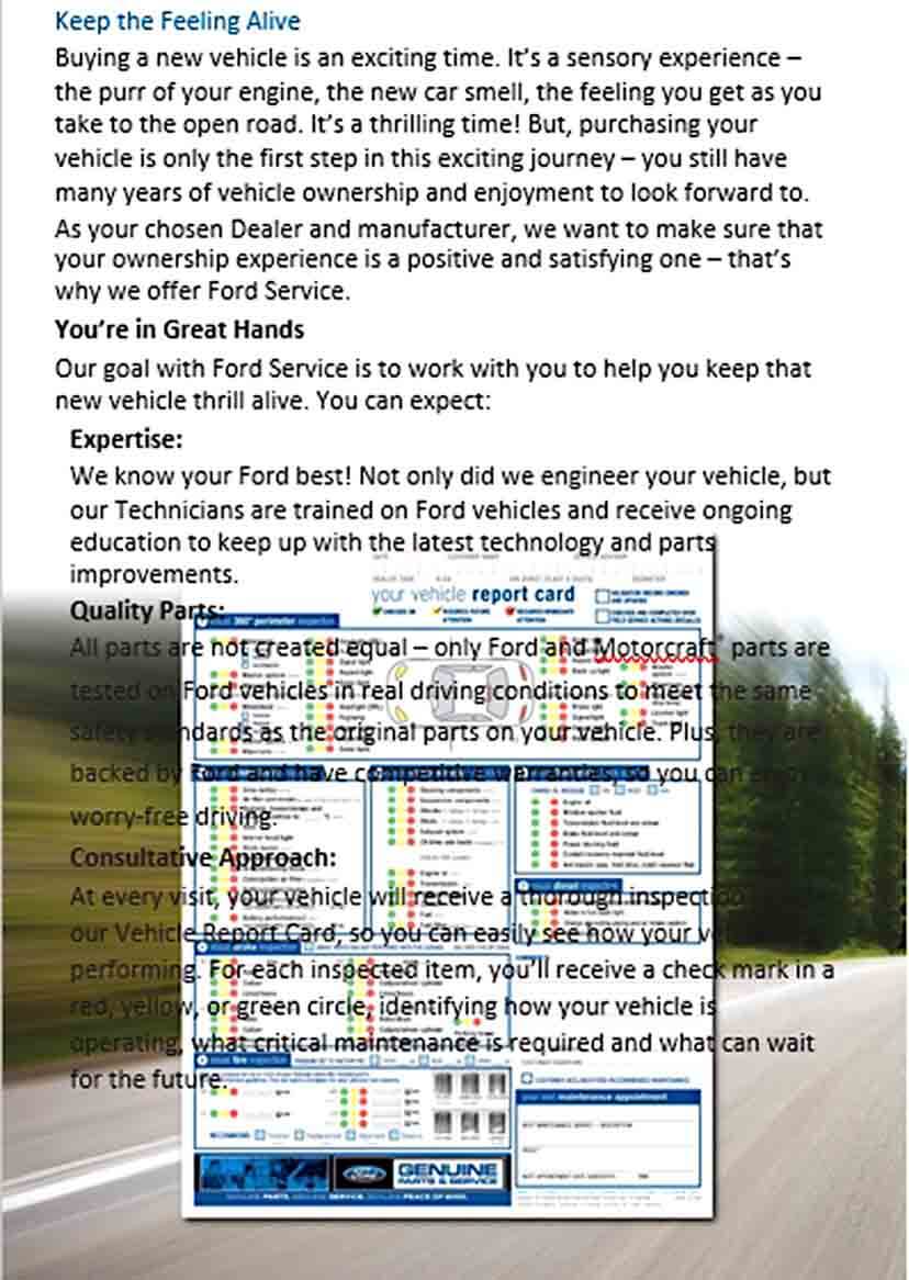Ford Maintenance Schedule PDF Template Free Download