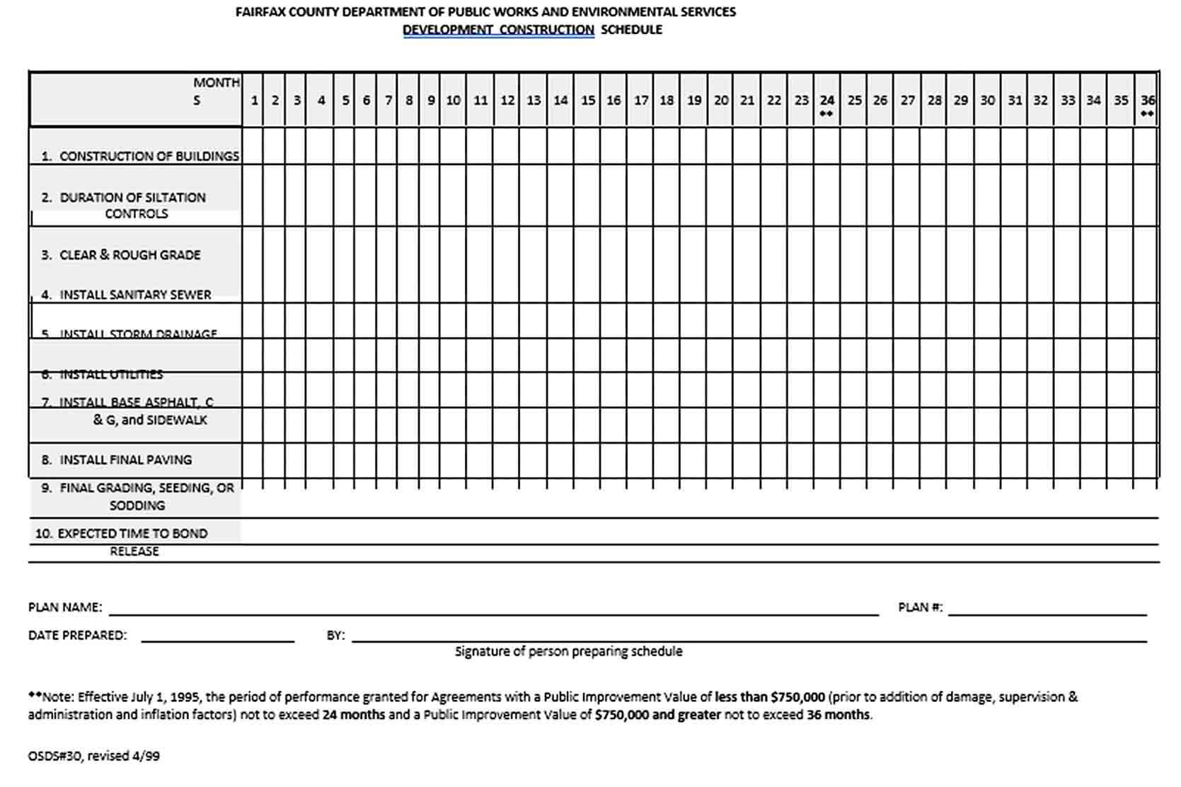 Free Construction Work Schedule Template