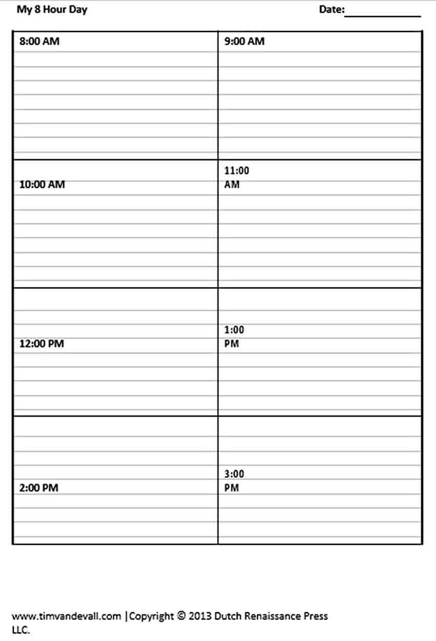 Free Download 8 Hours Family Schedule Template Download