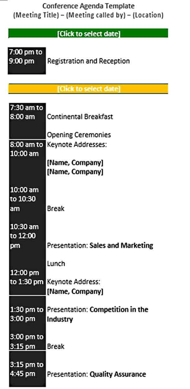 Free Download Conference Schedule Template Presentation Sample