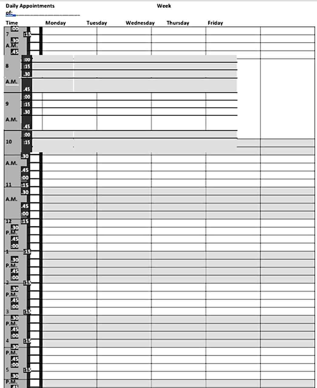 Free Download Daily Appointments Schedule Template PDF Format