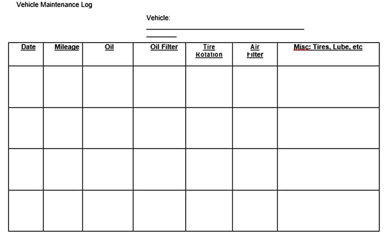 Free Download Vehicle Maintenance Schedule PDF