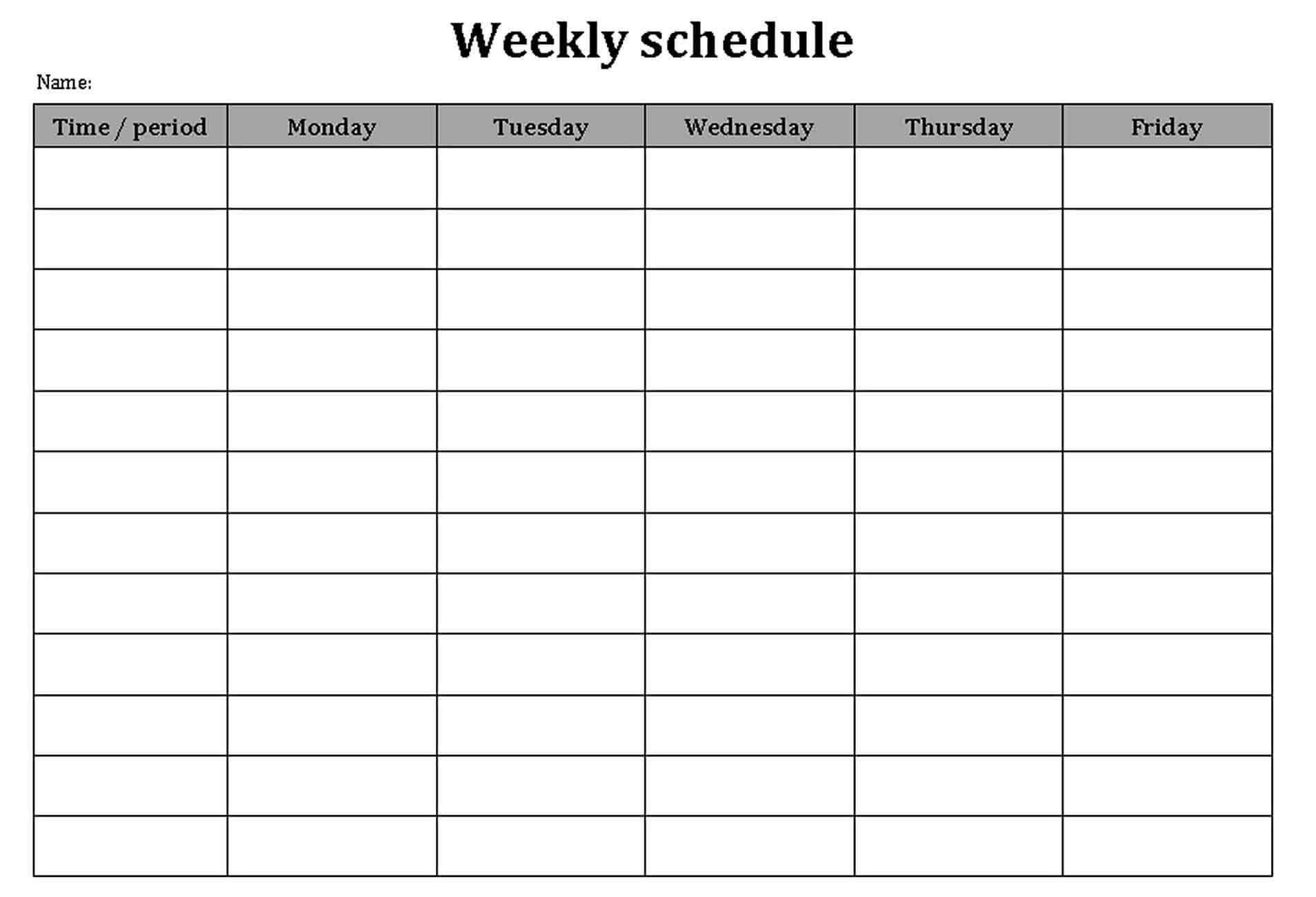 Free Weekly Schedule Template in Word Format