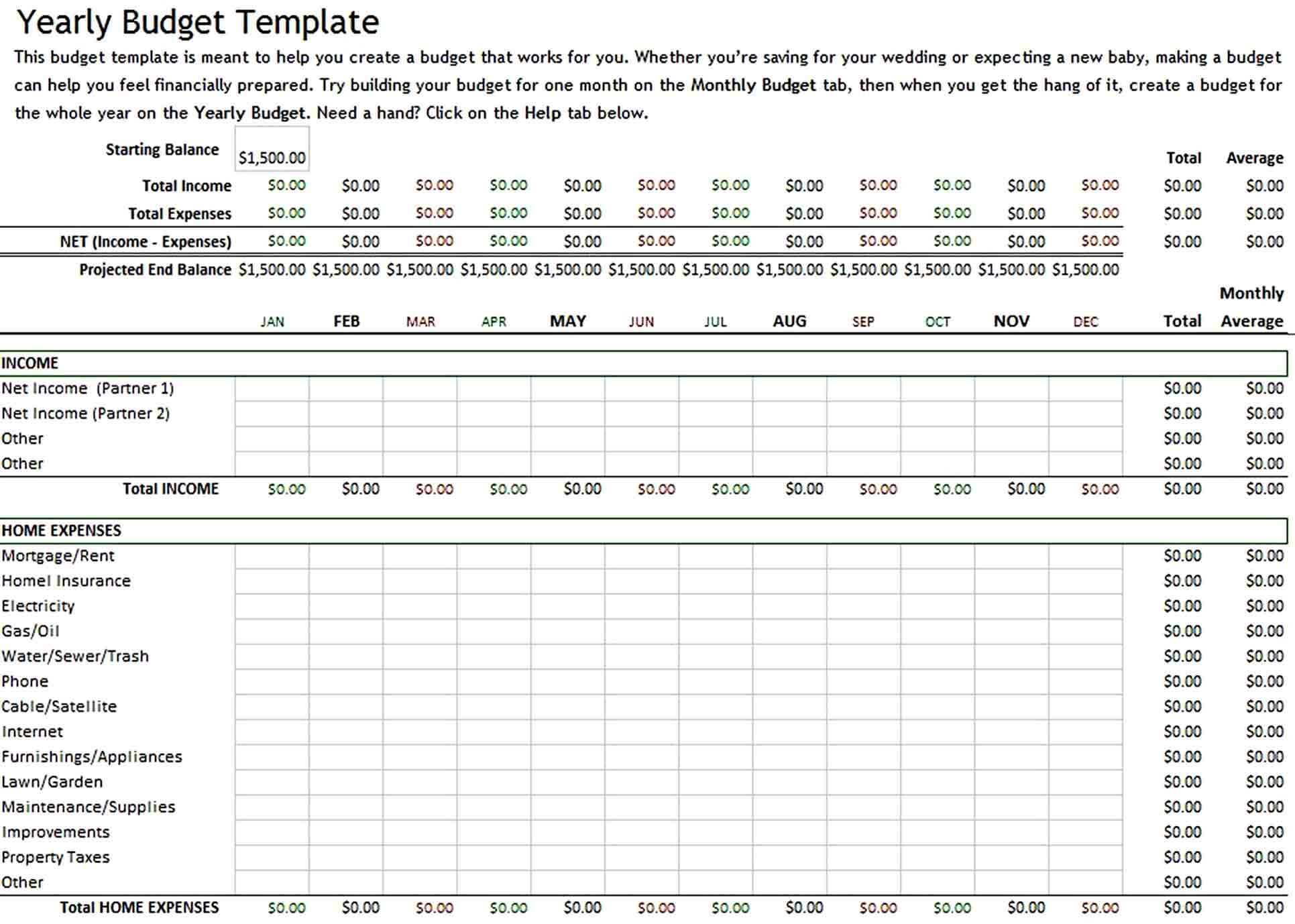 Free Yearly Budget Template Download