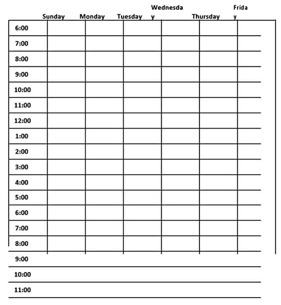Gardner Hourly Schedule Template PDF Download