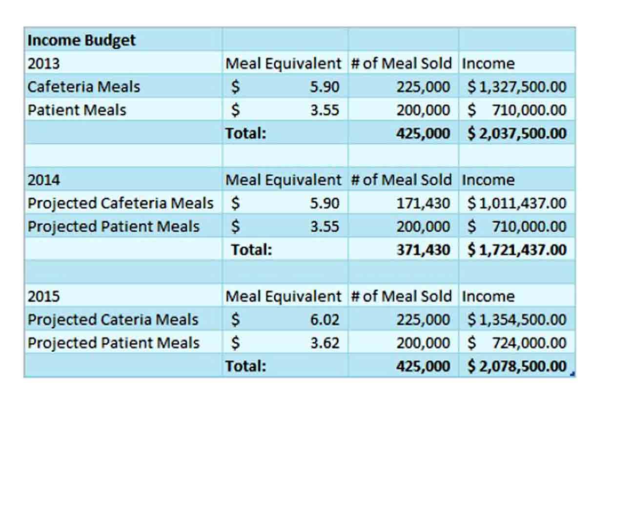Hospital Department Budget Template