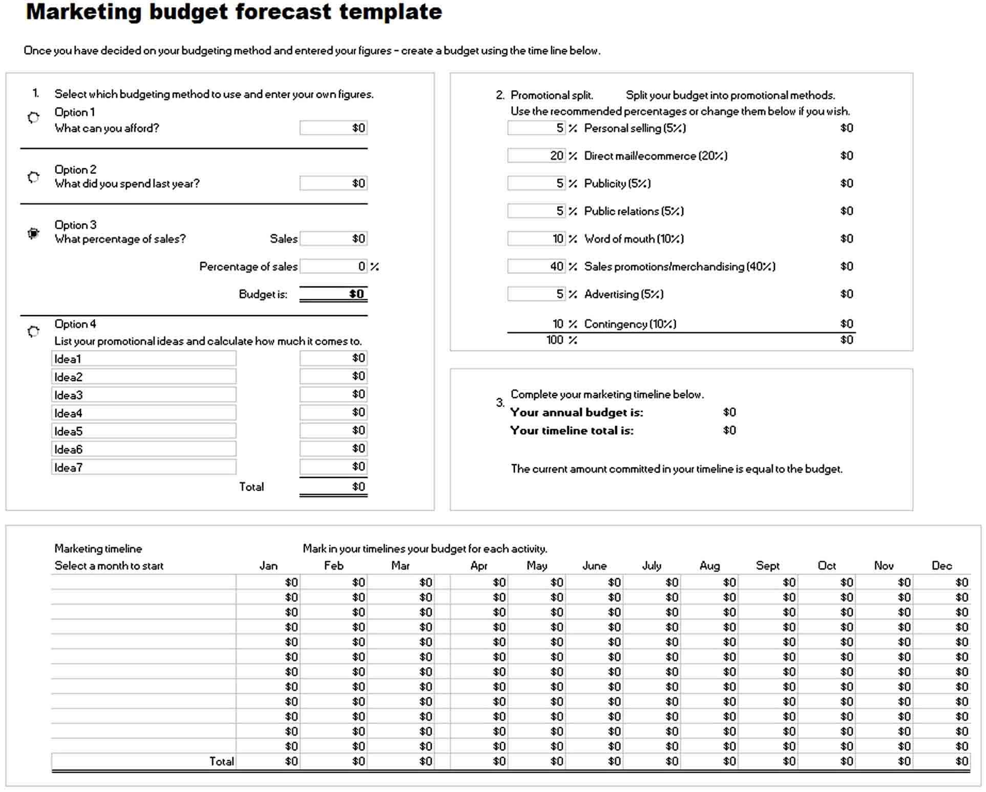 Marketing Budget Forecast Template Excel Free Download