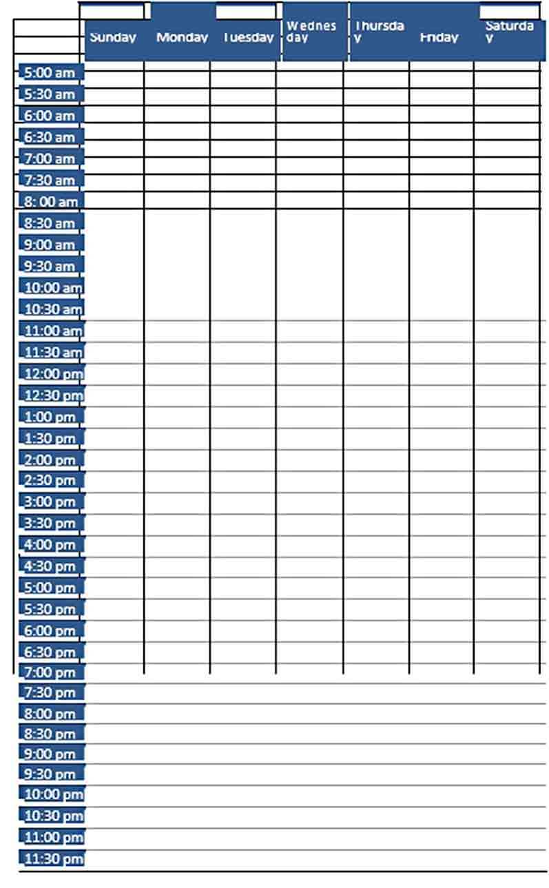 Modern Family Scheduling Template Free Word Doc