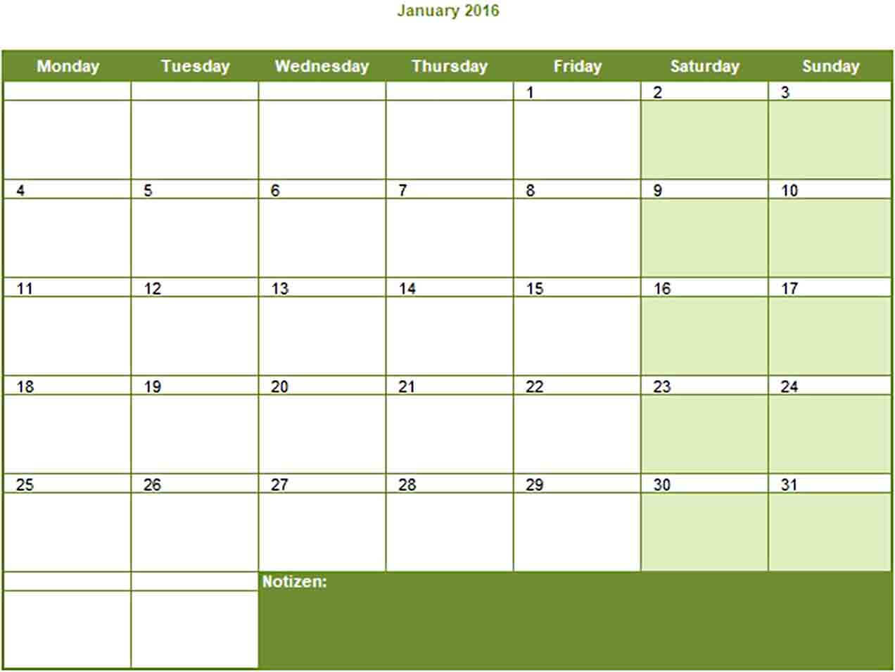 Monthly Calendar Schedule Template