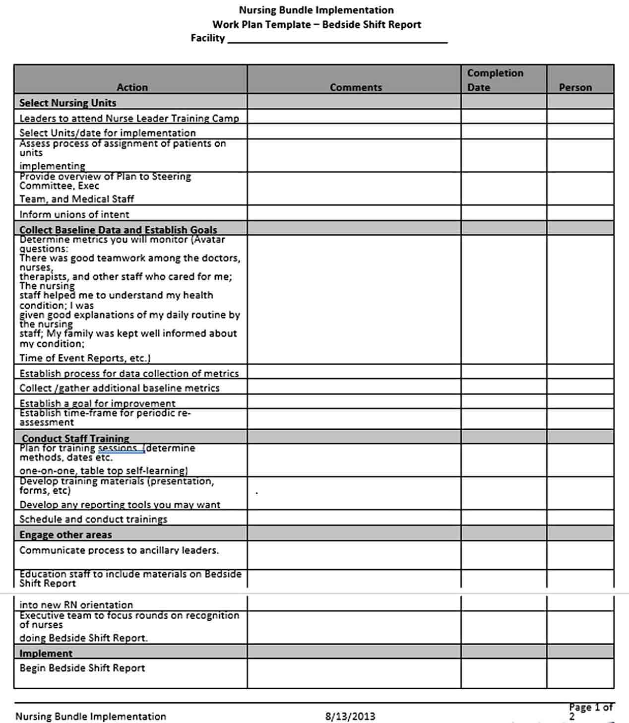 Nursing Shift Report Work ScheduleTemplate Free Download