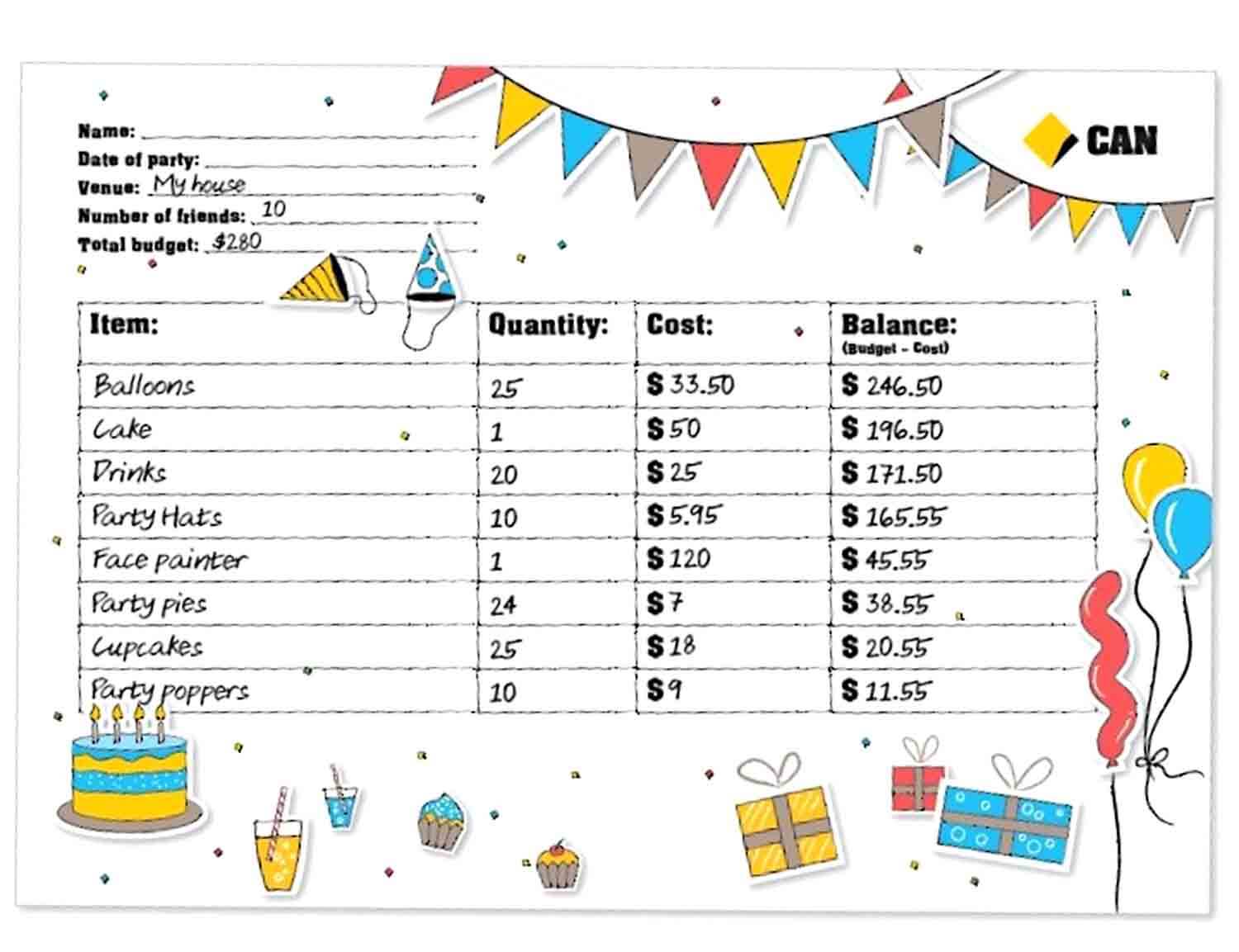 Party Planner Budget Template
