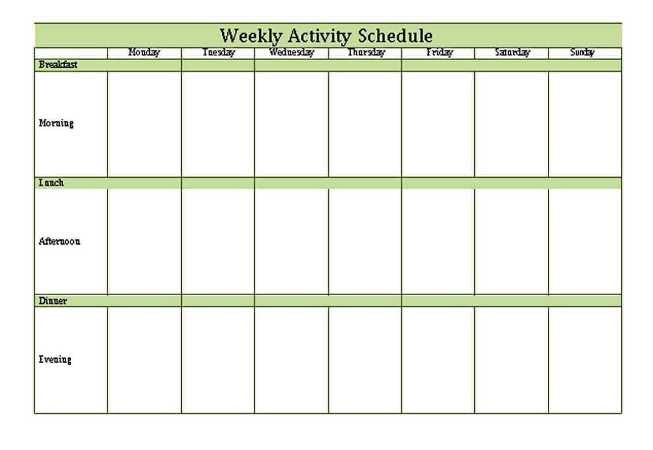Patient Weekly Activity Schedule Template