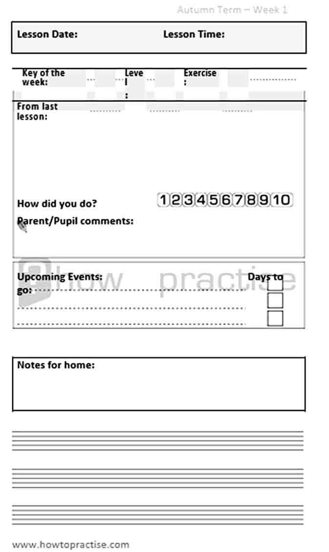 Practice Diary Lesson Schedule Template Download