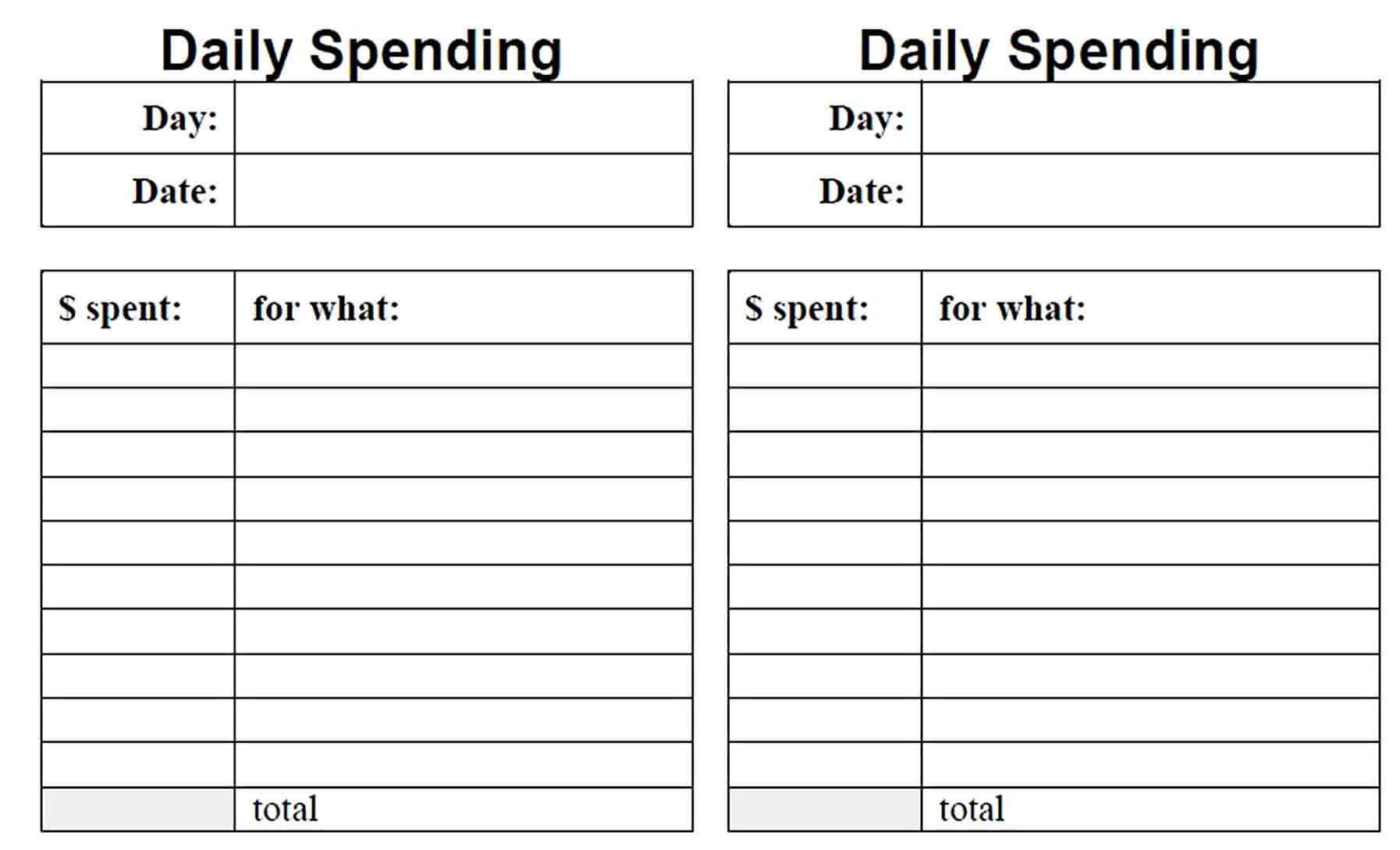 Printable Daily Budget