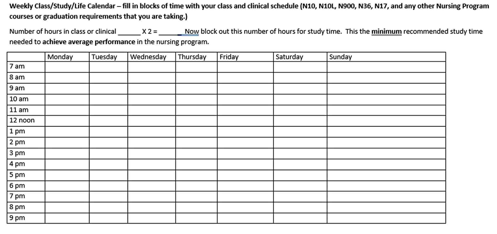 Printable Hospital Nurse Schedule Word Template Download