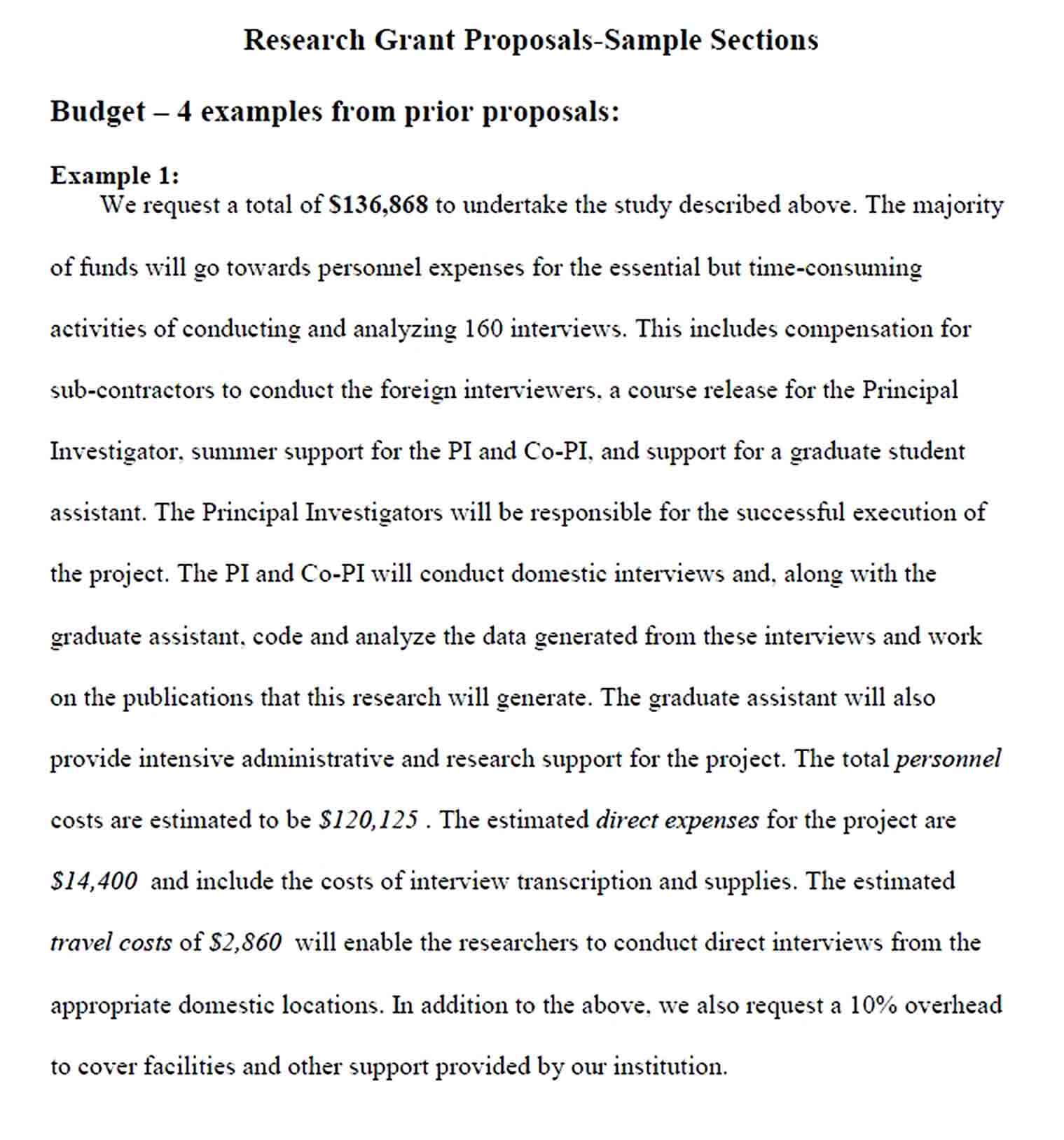 Sample Proposal Budget Template 1