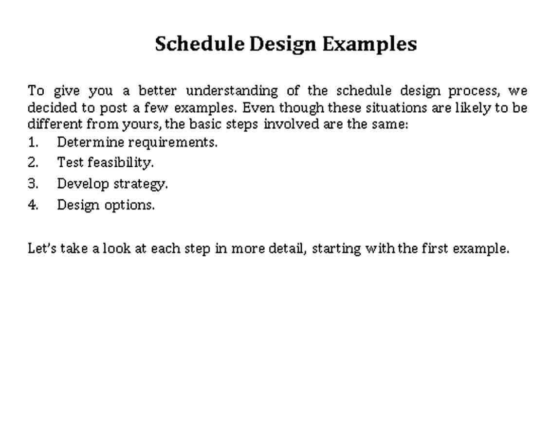 Schedule Design Example