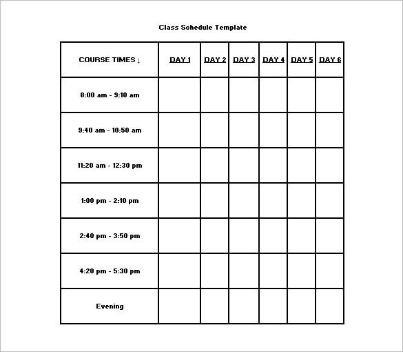 Schedule Template Sample Example