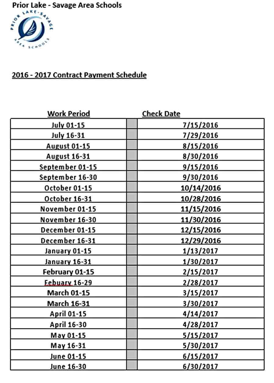 School Contract Payment Schedule Template