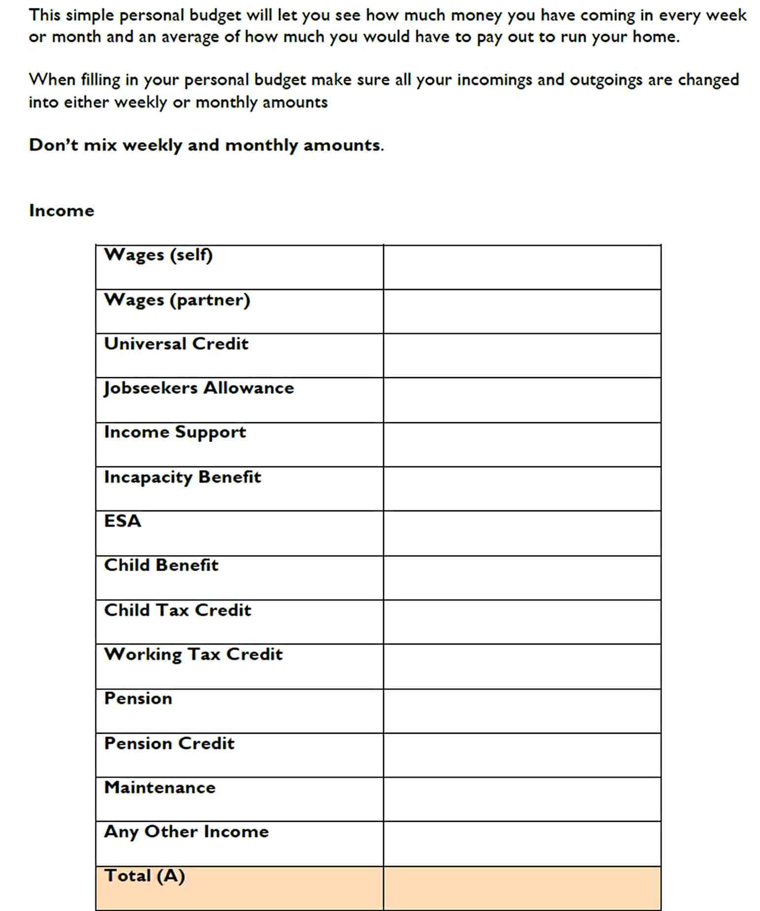 Simple Household Budget Template PDF Format Download 1