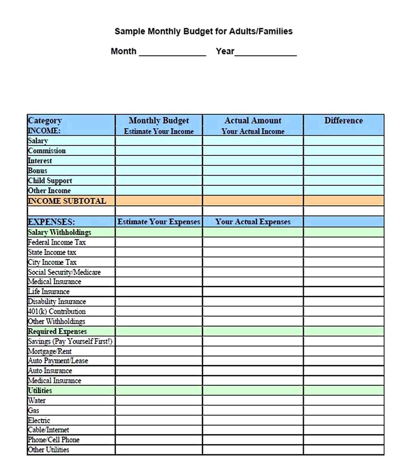 Simple Monthly Budget PDF 1