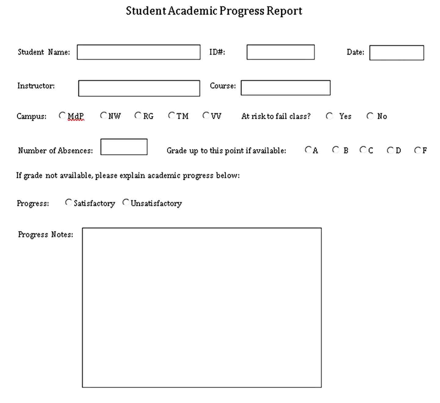 Weekly Student Academic Progress Report