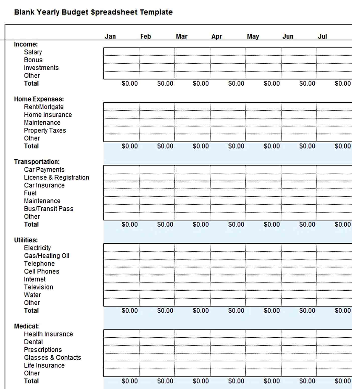 blank yearly budget spreadsheet template