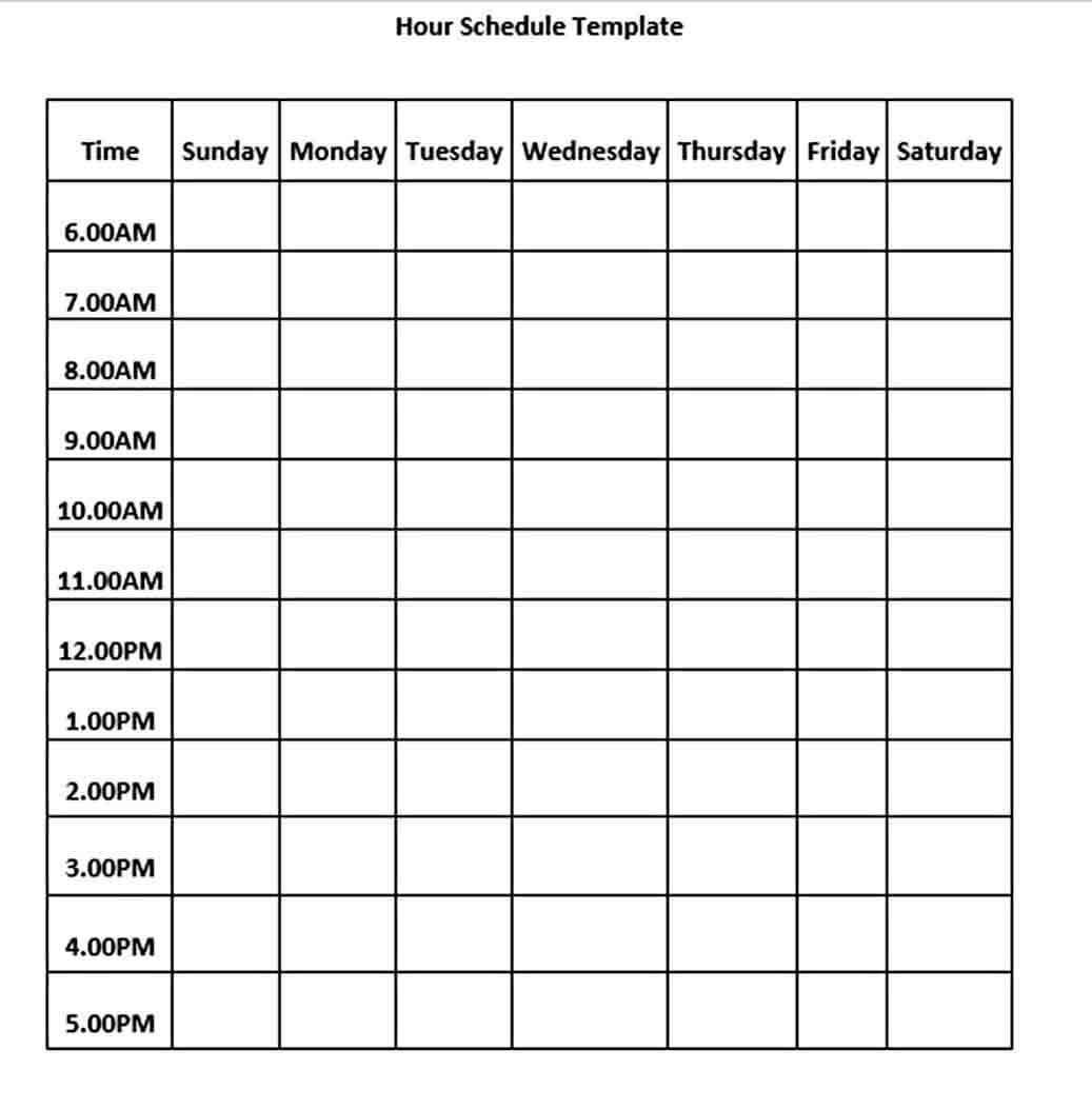 free download hourly schedule template