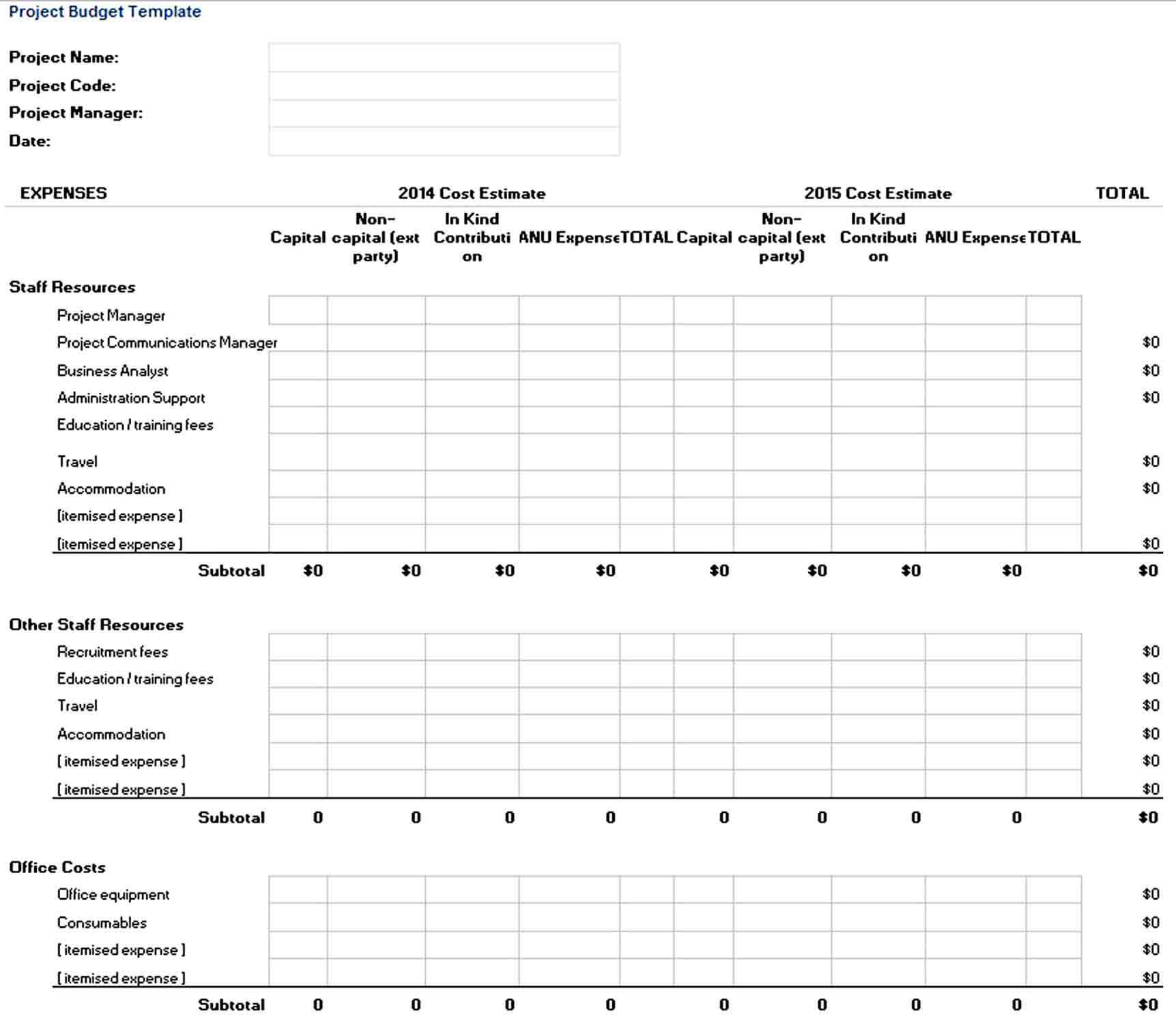 free project budget template