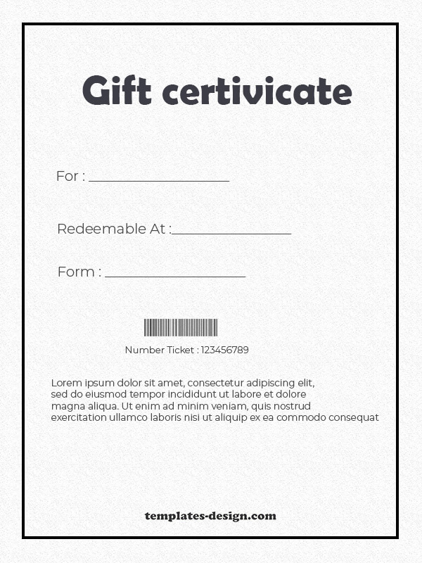 Gift Certificate example psd design