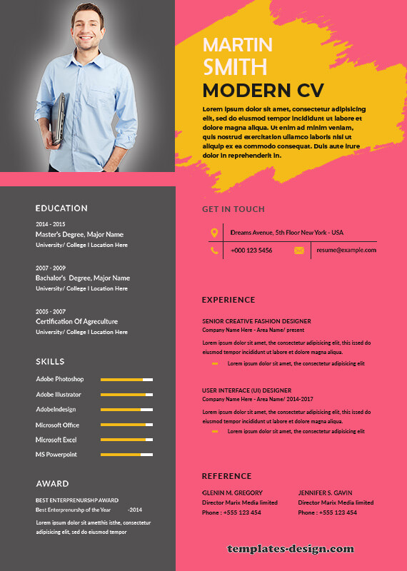 Modern CV customizable psd design templates